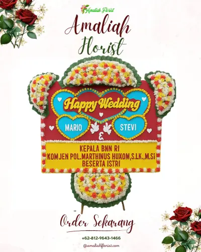 Karangan Papan Bunga Pernikahan di Jumoyo